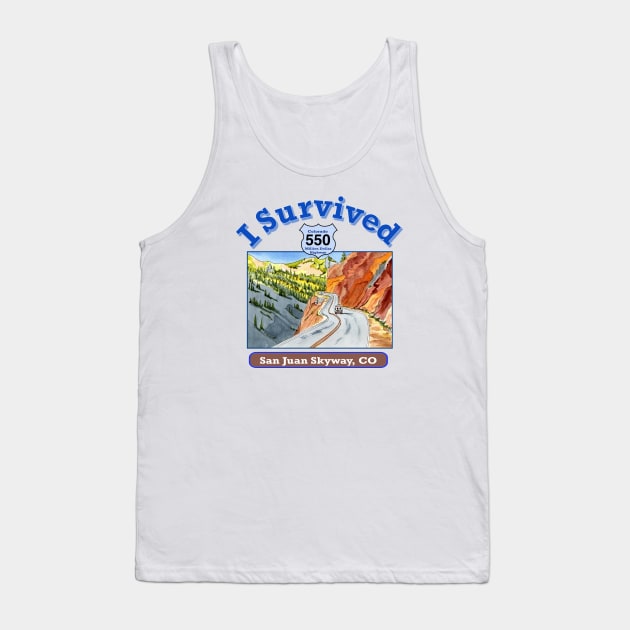 I Survived Hwy 550 Colorado, San Juan Skyway Tank Top by MMcBuck